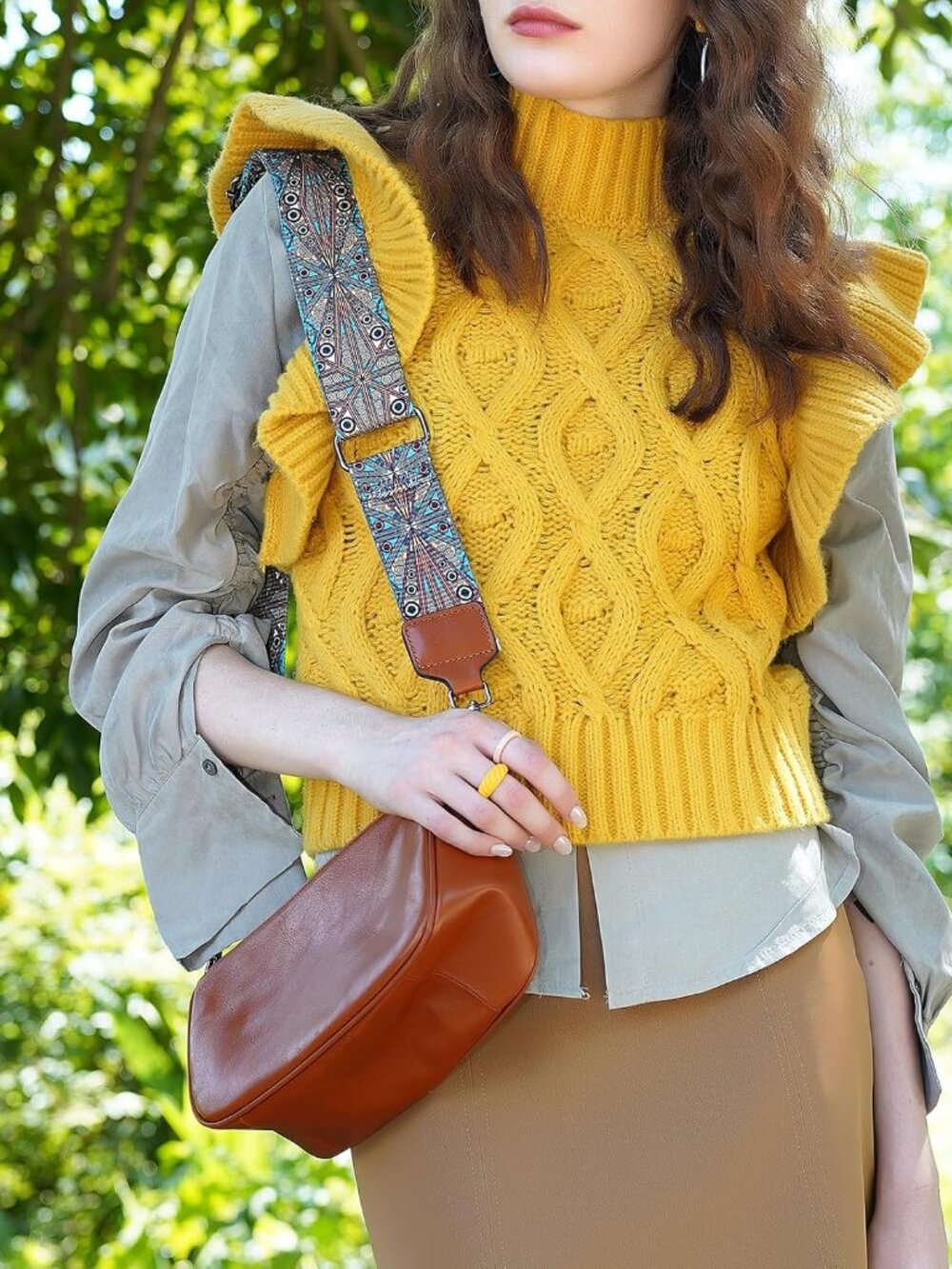 Purses: Small Genuine Cross Body Handbags with Wide Shoulder Strap to Travel Bro - Picture 2 of 9